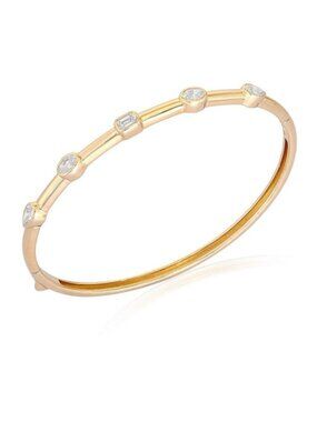 60 Fancy Diamond 14K (or 18k upon request) Yellow Gold Bangle Bracelet